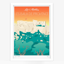 Affiche d'art signée à la main par Eric Garence "Les Baux-de-Provence, Le château"