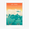 Affiche d'art signée à la main par Eric Garence "Les Baux-de-Provence, Le château"
