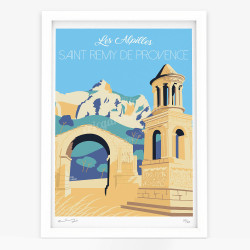 Affiche d'art signée à la main par Eric Garence "Saint-Rémy-de-Provence, Glanum"