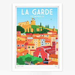 Affiche d'art signée à la main par Eric Garence "La Garde, Village provençal"