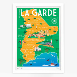 Affiche d'art signée à la main par Eric Garence "La Garde - Le plan de la ville"