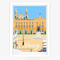 Affiche d'art signée à la main par Eric Garence "Nancy, Place Stanislas"
