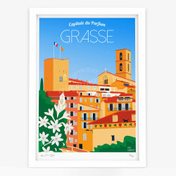 Affiche d'art signée à la main par Eric Garence "Grasse, Une Vie"