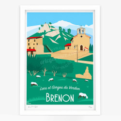 Affiche d'art signée à la main par Eric Garence "Brenon et ses moutons"