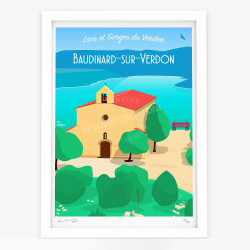 Affiche d'art signée à la main par Eric Garence "Baudinard-sur-Verdon"