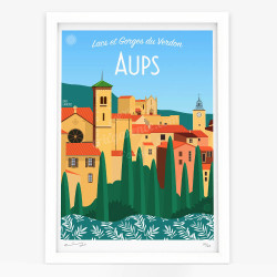 Affiche d'art signée à la main par Eric Garence "Aups, Capitale de la truffe"