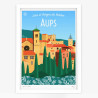 Affiche d'art signée à la main par Eric Garence "Aups, Capitale de la truffe"