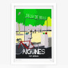 Affiche d'art signée à la main par Eric Garence "Aiguines, Une chouette partie de pétanque"
