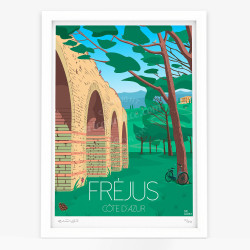 Affiche d'art signée à la main par Eric Garence "L'aqueduc Romain de Fréjus"