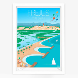 Affiche d'art signée à la main par Eric Garence "Fréjus, Saint-Aygulf"