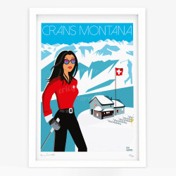 Affiche d'art signée à la main par Eric Garence "Crans-Montana"