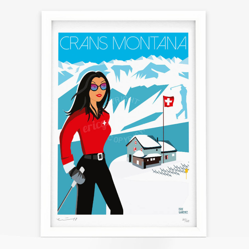 Affiche d'art signée à la main par Eric Garence "Crans-Montana" Affiche d'art signée à la main par Eric Garence "Crans-Montana"