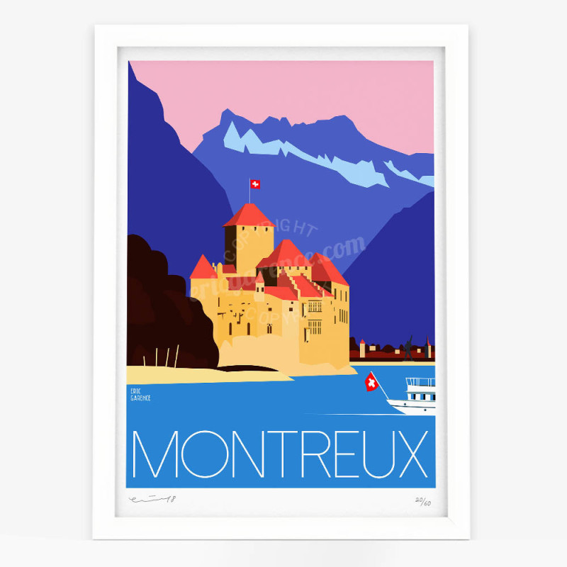 Affiche d'art signée à la main par Eric Garence "Montreux" Affiche d'art signée à la main par Eric Garence "Montreux"
