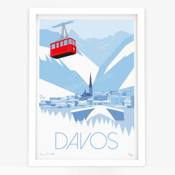 Affiche d'art signée à la main par Eric Garence "Davos"