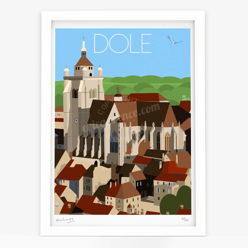 Affiche d'art signée à la main par Eric Garence "Dole, La Collégiale" Affiche d'art signée à la main par Eric Garence "Dole, La Collégiale"