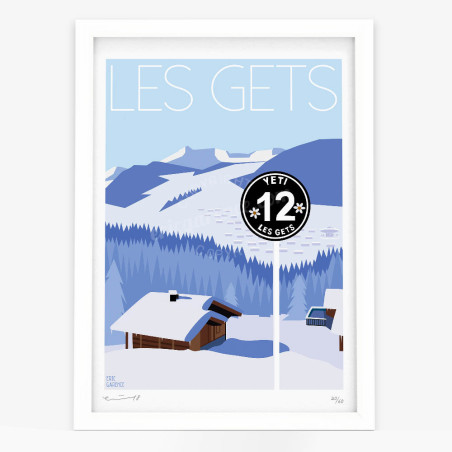 Affiche d'art signée à la main par Eric Garence "Les Gets, Black Magic Track"