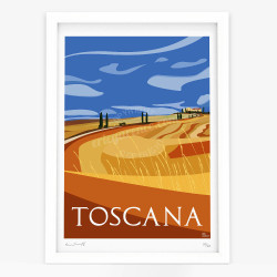 Affiche d'art signée à la main par Eric Garence "La Toscane en été"