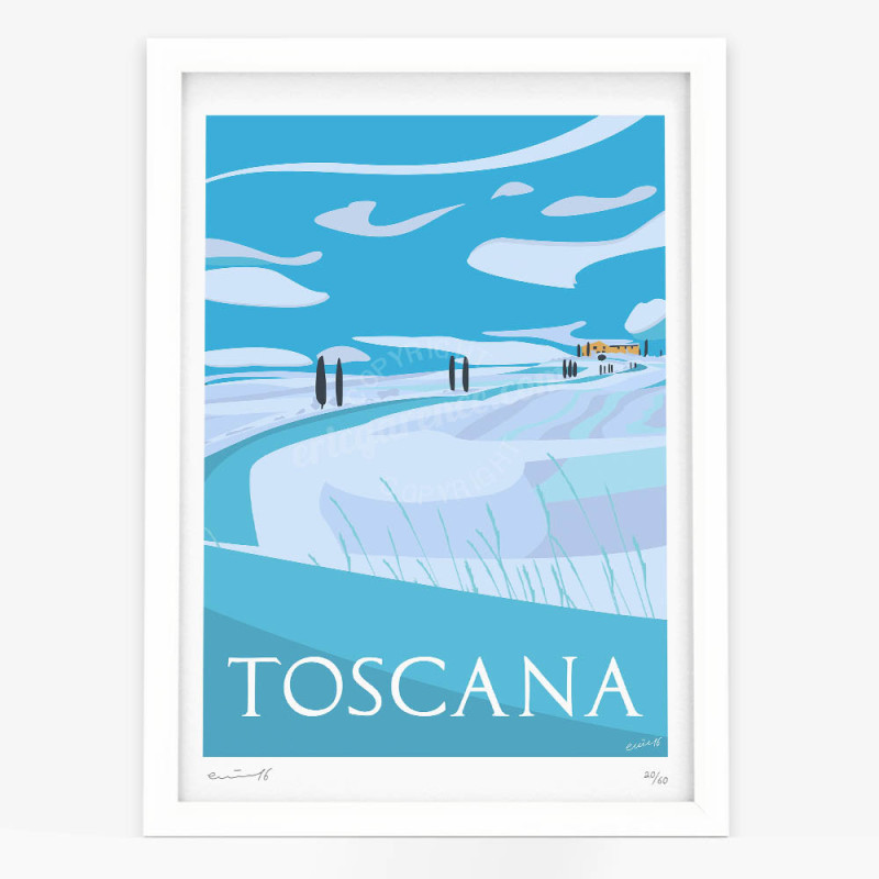 Affiche d'art signée à la main par Eric Garence "La Toscane en hiver" Affiche d'art signée à la main par Eric Garence "La Toscane en hiver"