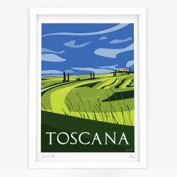 Affiche d'art signée à la main par Eric Garence "La Toscane au printemps"