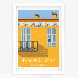 Affiche d'art signée à la main par Eric Garence "Cagnes-sur-Mer, La maison à frise"