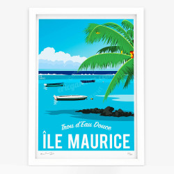 Affiche d'art signée à la main par Eric Garence "Ile Maurice, Trou d'eau douce"