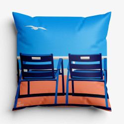 Coussin "Nos 2 chaises bleues" par Eric Garence
