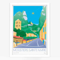 Affiche d'art signée à la main par Eric Garence "Moustiers-Saint-Marie"