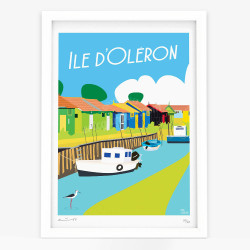 Affiche d'art signée à la main par Eric Garence "Les cabanes de l'île d'Oléron"