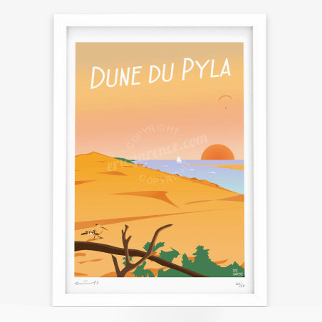 Affiche d'art signée à la main par Eric Garence "Dune du Pilat"