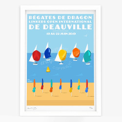 Affiche d'art signée à la main par Eric Garence "Régates de Deauville, 2019"