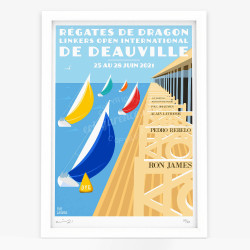 Affiche d'art signée à la main par Eric Garence "Régates de Deauville, 2021"
