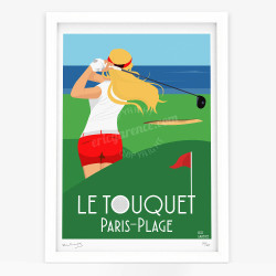Affiche d'art signée à la main par Eric Garence "Le Touquet-Paris-Plage, Le golf"