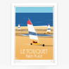 Affiche d'art signée à la main par Eric Garence "Le Touquet-Paris-Plage, Les chars à voile"