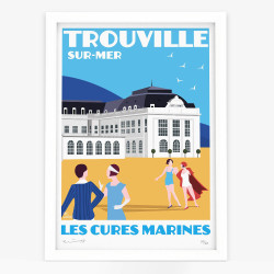 Affiche d'art signée à la main par Eric Garence "Trouville-sur-Mer, Les cures marines"