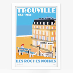 Affiche d'art signée à la main par Eric Garence "Trouville-sur-Mer, Les roches noires"