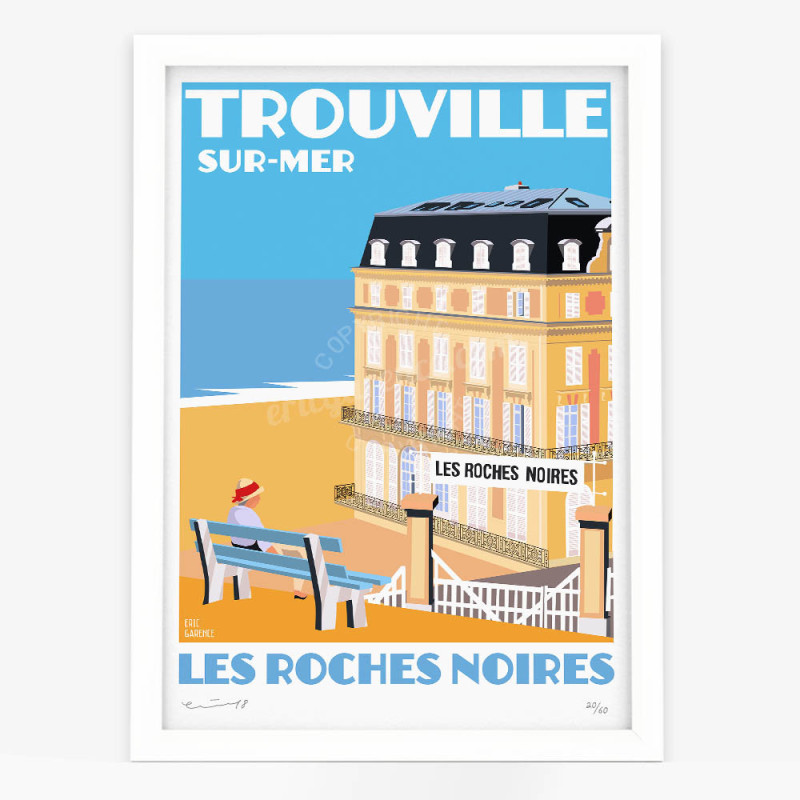 Affiche d'art signée à la main par Eric Garence "Trouville-sur-Mer, Les roches noires" Affiche d'art signée à la main par Eric Garence "Trouville-sur-Mer, Les roches noires"