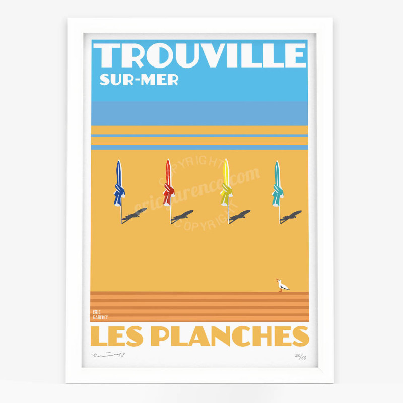 Affiche d'art signée à la main par Eric Garence "Trouville-sur-Mer, Les planches" Affiche d'art signée à la main par Eric Garence "Trouville-sur-Mer, Les planches"