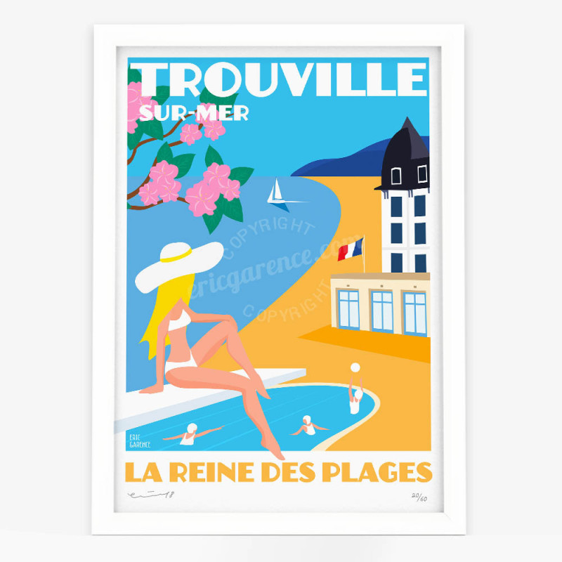 Affiche d'art signée à la main par Eric Garence "Trouville-sur-Mer, La reine des plages" Affiche d'art signée à la main par Eric Garence "Trouville-sur-Mer, La reine des plages"