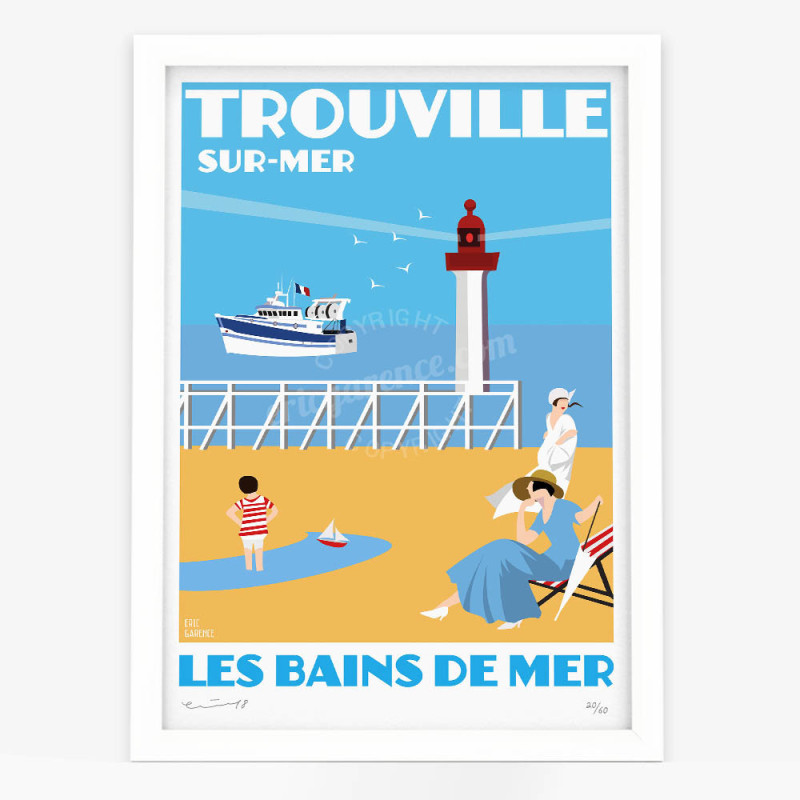 Affiche d'art signée à la main par Eric Garence "Trouville-sur-Mer, Les bains de mer" Affiche d'art signée à la main par Eric Garence "Trouville-sur-Mer, Les bains de mer"