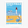 Affiche d'art signée à la main par Eric Garence "Trouville-sur-Mer, Les bains de mer"