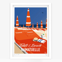 Affiche d'art signée à la main par Eric Garence "Do you, Do you Tahiti Beach ?"