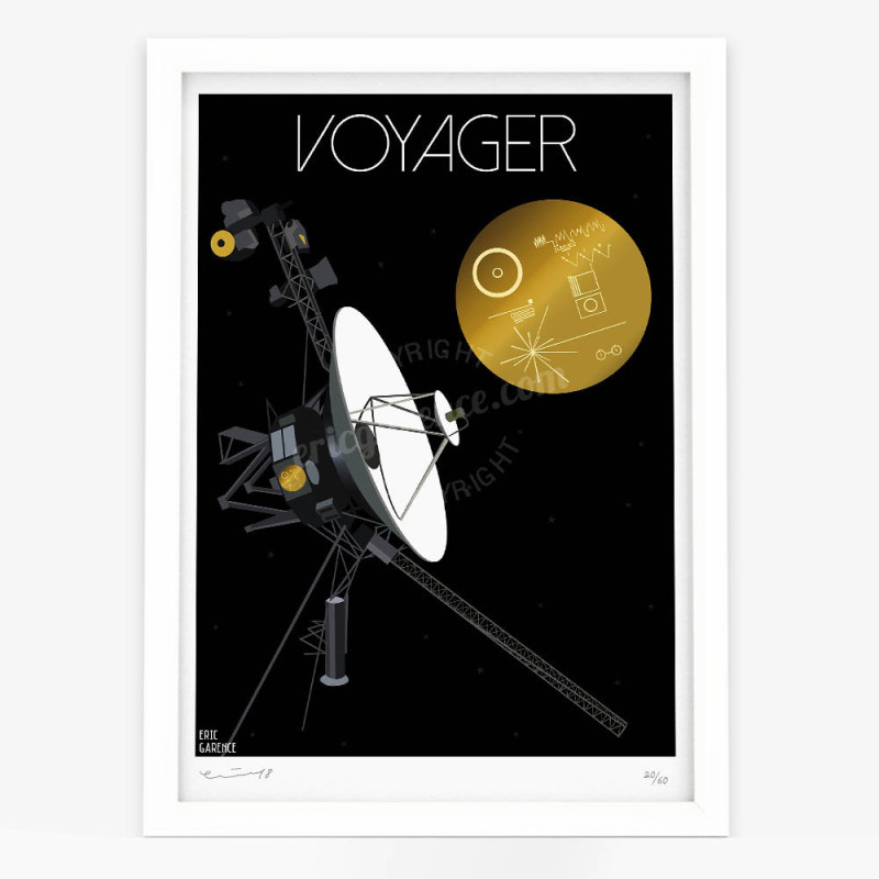 Affiche d'art signée à la main par Eric Garence "La sonde voyager 2" Affiche d'art signée à la main par Eric Garence "La sonde voyager 2"