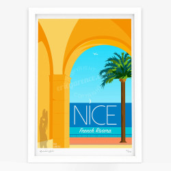 Affiche d'art signée à la main par Eric Garence "Nice, Les Ponchettes"
