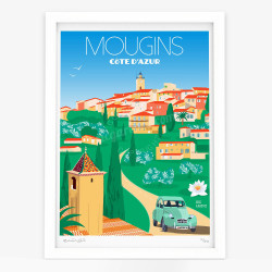 Affiche d'art signée à la main par Eric Garence "Mougins, Le midi"
