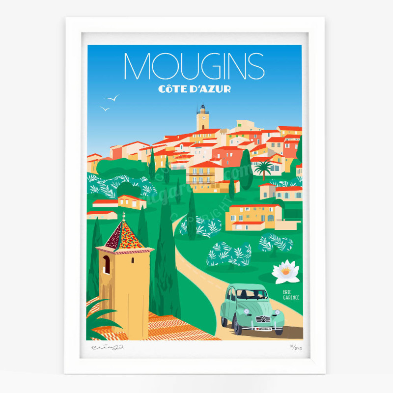 Affiche d'art signée à la main par Eric Garence "Mougins, Le midi" Affiche d'art signée à la main par Eric Garence "Mougins, Le midi"