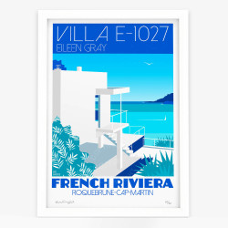 Affiche d'art signée à la main par Eric Garence "Villa E-1027, Bain de soleil"
