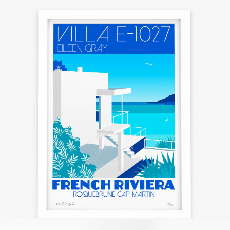 Affiche d'art signée à la main par Eric Garence "Villa E-1027, Bain de soleil" Affiche d'art signée à la main par Eric Garence "Villa E-1027, Bain de soleil"