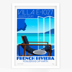 Affiche d'art signée à la main par Eric Garence "Villa E-1027, Invitation au voyage"