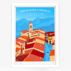 Affiche d'art signée à la main par Eric Garence "Castellar"