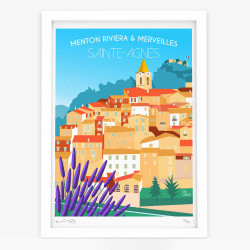 Affiche d'art signée à la main par Eric Garence "Sainte-Agnès"